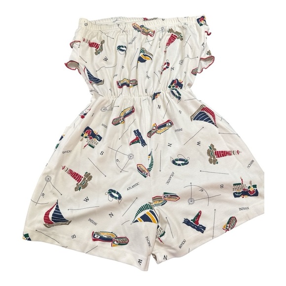 80’s White Nautical Print Jumpsuit - Picture 4 of 7